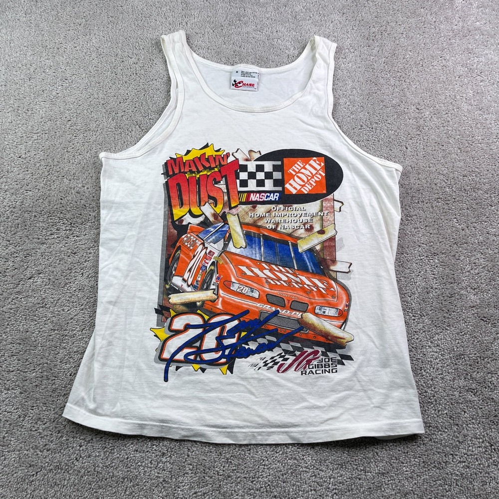 Vintage Tony Stewart Tank Top Mens Medium White Chase NASCAR 1999 Home Depot